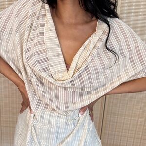 Elegant Cream Striped Women's Top